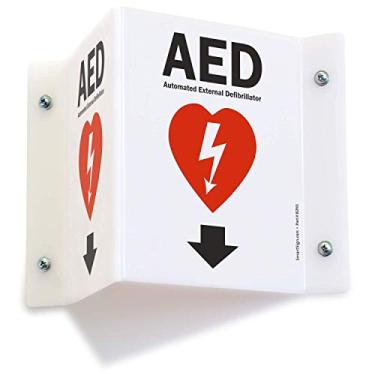 Imagem de SmartSign Sinal de projeção "AED", Desfibrilador externo Automático AED com Símbolo Desfibrilador, Vermelho | Acrílico de 12,7 cm x 15,2 cm