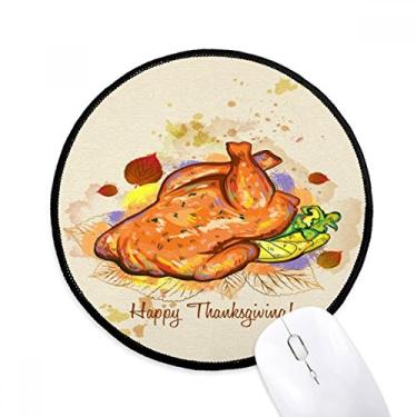 Imagem de DIYthinker Tapete de mouse com padrão de peru de dia de ação de graças para escritório tapete redondo para computador