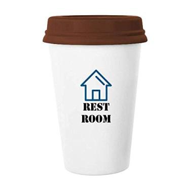 Imagem de Conveniente Habit Caneca de lavatório de vaso sanitário Copo de cerâmica Tampa de copo de café