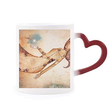 Imagem de Setembro, Agosto, Virgem, Constelação, Zodíaco, Caneca sensível ao calor, Caneca vermelha que muda de cor