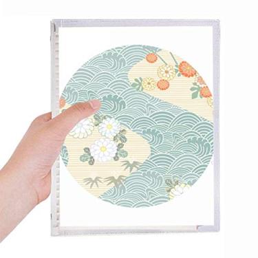Imagem de Caderno de folhas soltas com estampa de folhas de flores e ondas, diário recarregável