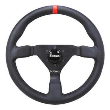 Imagem de Volante Lotse Gt330 Couro Preto Tarja Vermelha