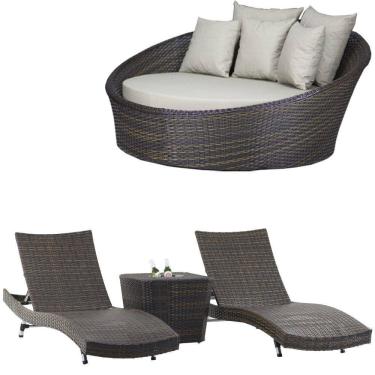 Imagem de 2 Espreguiçadeiras Bona e Mesa Grécia com Chaise em Alumínio Piscina, Jardim, Área - Trama 