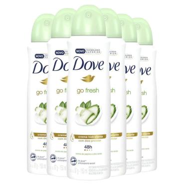 Imagem de Kit 6 Desodorantes Aerosol Dove Go Fresh Pepino E Chá Verde 150ml