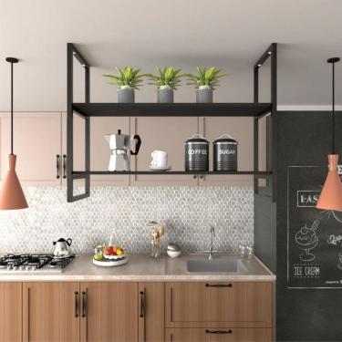 Imagem de Prateleira industrial cozinha suporte para prateleira industrial nicho industrial nichos para cozinha pratileira prateleira mdf