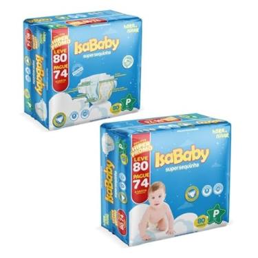 Imagem de Fralda Super Sequinha Hiper, Branco, P, IsaBaby, 80 unidades