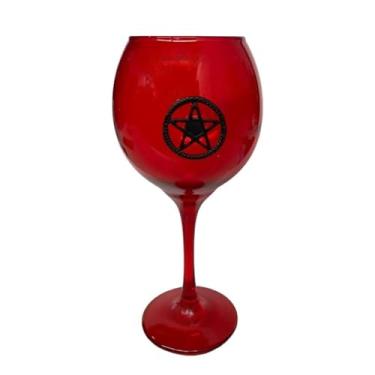 Imagem de Meta Atacado, Cálice Vermelho Pentagrama Negro 400 ml 20 cm Vidro Celebra