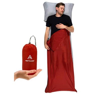 Imagem de WELL TRAVELED Forro de saco de dormir, lençol de dormir leve para adultos, para caminhadas, mochila e acampamento, facilmente removível e lavável, tecido macio e sedoso, saco simples de encher