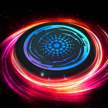 Imagem de Xyuee Disco voador 49 LED vermelho leve Frisbee para homens/meninos/adolescentes/crianças, entretenimento esportivo para atividades ao ar livre e famílias, acampamento,