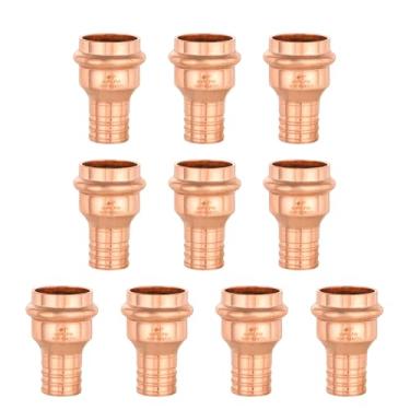 Imagem de (Pacote com 10) EFIELD 2.5 cm Press X 2.5 cm PEX Acoplamento de crimpagem Adaptador de acessórios de cobre para conexão de cobre e tubo Pex