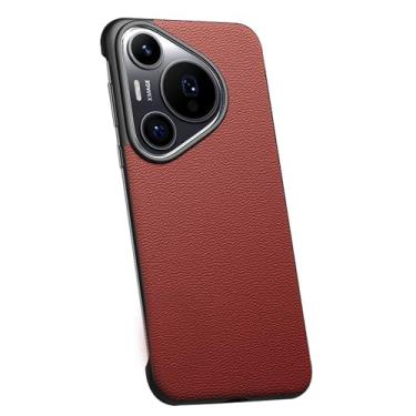 Imagem de LTLMYDAM Capa de couro genuíno para Huawei Pura 70 Ultra/70 Pro/70 Pro+/70, sem moldura, ultrafina e leve, proteção elevada para câmera, capa de couro bovino, vermelha, 70 Ultra