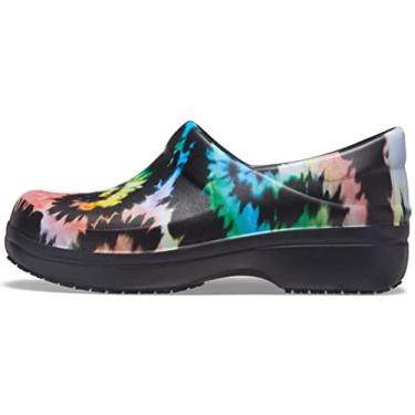 Imagem de Crocs Tamancos femininos Neria Pro II, sapatos de trabalho antiderrapantes para mulheres, Preto/Tie-dye, 39