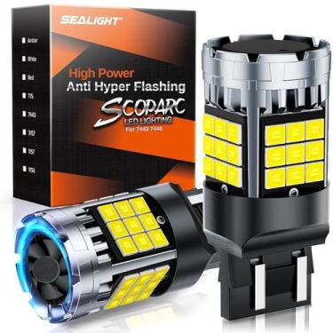 Imagem de SEALIGHT 7443 Lâmpadas LED de reserva, 600% mais brilhantes 7440 7441, lâmpadas de LED brancas 7444 T20 W21W 6000K para luzes traseiras de corrida diurna (DRL) (pacote com 2)