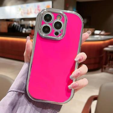 Imagem de Capa de telefone oval brilhante com sabonete bonito para iPhone 15 Plus 14 13 12 11 Pro Max Capa de almofada de ar com proteção de câmera, rosa vermelha, para iPhone 15 Plus