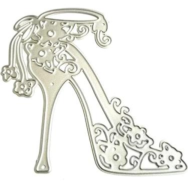 Imagem de Corte de salto alto para fazer cartões, moldes de corte de metal de salto alto, parabéns, cortes, modelo de estênceis de gravação de feliz aniversário para decoração de scrap-booking, cartão de bênção