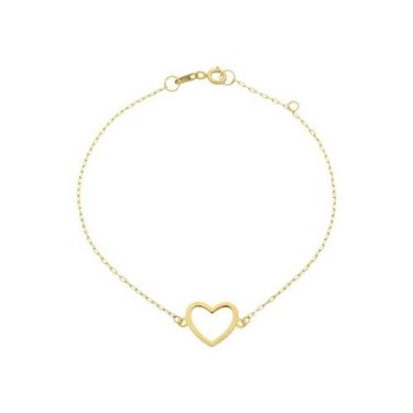 Imagem de Pulseira Feminina De Ouro 18k Cadeado Coração 18cm - DR Joias