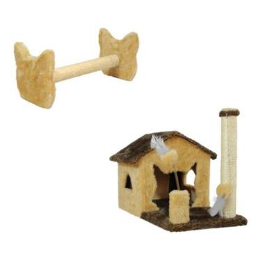 Imagem de Arranhador Casa Para Gatos Sem Rede Poste Sisal Cara de Gato Brinquedo