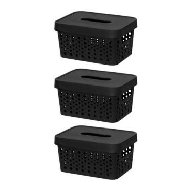 Imagem de Kit 3 Caixa 2 Litros Eficiente Organizador Decorativo Prático Empilháv
