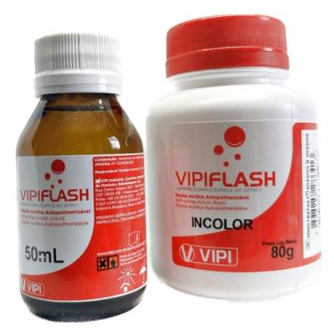 Imagem de Acrílico Auto kit pó 80g e líquido 50ml resina reembasamento consertos