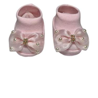 Imagem de Sapatinho Pantufa Laço Pedraria - Pandora Baby Enxovais, Rosa