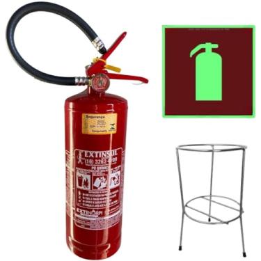 Imagem de Kit Completo Extintor 4kg Bc + Suporte Tripé + Placa