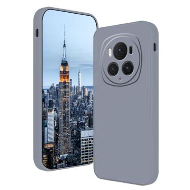 Imagem de Compatível com Honor Magic 6 Pro, capa de silicone líquido, verde-escuro, toque suave e macio Honor Magic 6 Pro, capa fina à prova de choque (cinza)