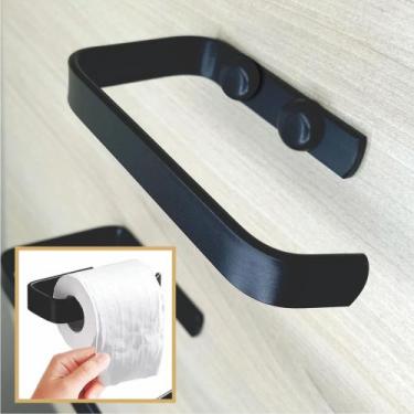 Imagem de Porta Papel Higiênico de Metal Preto Fosco - lojasvargas 