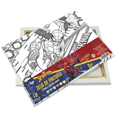 Imagem de Tela Pintura Homem Aranha Com Pincel e Tinta Guache Dac