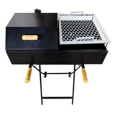 Imagem de Churrasqueira A Carvão Meia Bafo Premium Com Suporte Móvel Preto
