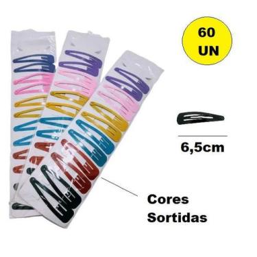 Imagem de Kit 60 Presilhas Cabelo Tic Tac 6,5cm Colorido Sortido - Lynx Produçõe