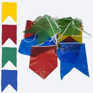 Imagem de Bandeirinha plastico varal 10m colorido festa junina sao joao arraial 