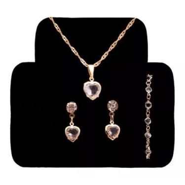 Imagem de Corrente Feminina+ Pulseira+ Par De Brincos Folheados A Ouro - MGC Ace