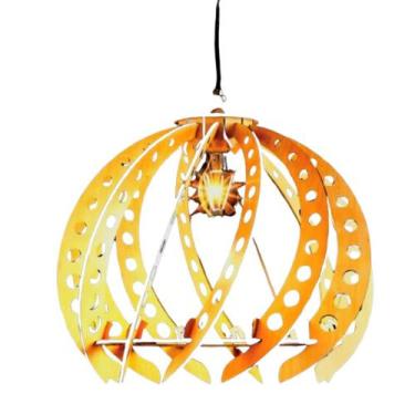 Imagem de Luminária Teto tipo Pendente COROA MDF - Completa - CORALISA, MDF CRU,