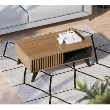 Imagem de Mesa de Centro Jeri Com Nicho Interno Noce Milano/ Preto Fosco - Colib