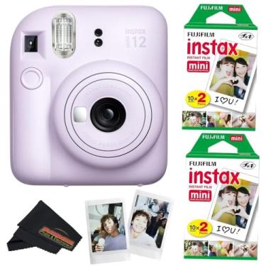 Imagem de Fujifilm Câmera Instax Mini 12 (roxo lilás) com mini filme instantâneo Fujifilm (40 folhas) pacote com pano de limpeza de microfibra Sunshine Photo