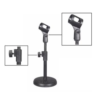 Imagem de KIT 2 Suporte Pedestal Mesa Tripé P/ Microfones BM800 SF666 - S.A Musi