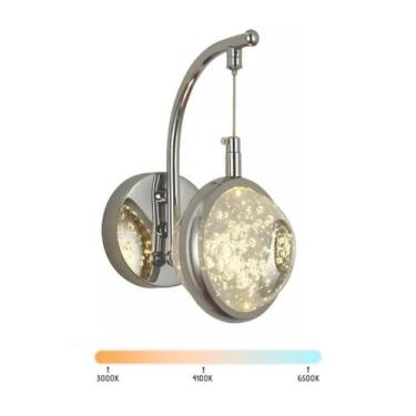 Imagem de Arandela LED Parede 7W Saturno Globo Bolha Prata 3000K Bivolt - Sindor