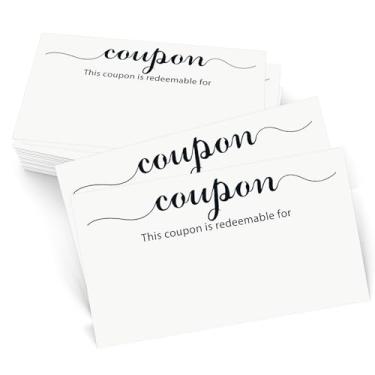 Imagem de MOKTREGD Pacote com 200 cartões de cupom em branco brancos, cartões de presente de 8,9 cm x 5 cm, vale de presente, vales de presente, férias, dia dos namorados simples resgatáveis para design, muito