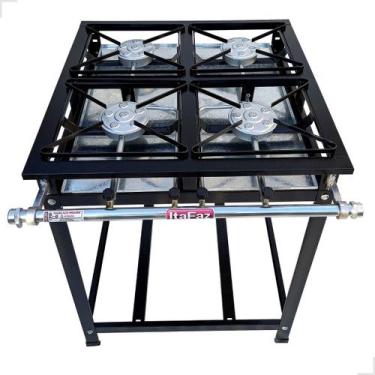Imagem de Fogão Industrial 4 Bocas Alta Pressão 30x30 Caulim 6 Chamas Itafaz