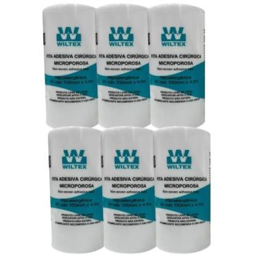 Imagem de Kit 6 Fita Microporosa Cirúrgica Branca 10cm X 4,5m - Wiltex