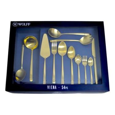 Imagem de Faqueiro Wolff Viena 54 Peças De Aço Inox Dourado - ROJEMAC IMPORTACAO