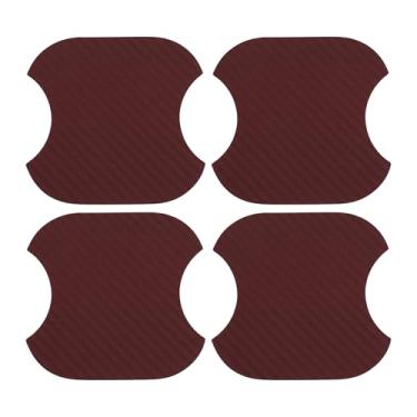 Imagem de TUCKBOLD Ímã do carro maçaneta da porta do carro protetor contra arranhões 91 x 93 mm antiarranhões | Maçaneta de porta película protetora fibra borgonha 4 peças