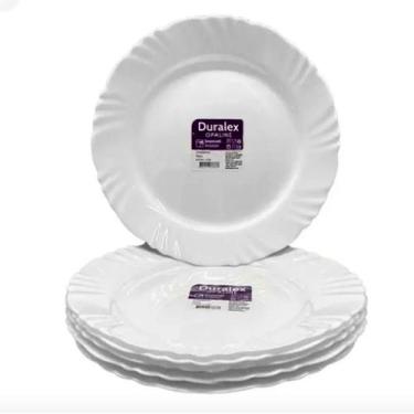 Imagem de Jogo Kit 6 Pratos Raso Opaline Pétala 25,5cm Redondo Duralex Vidro - N