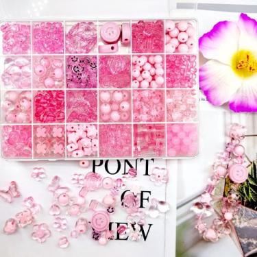 Imagem de Kit de miçangas JJZxWish, 465 unidades, acrílico, série rosa sortida
