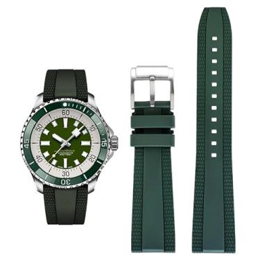 Imagem de Pulseira de borracha FKM para relógios Breitling Superocean com fivela, pulseiras de borracha para relógios Breitling Professional (verde, 22 mm)
