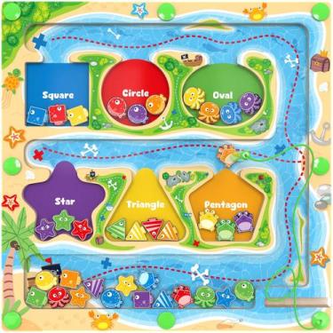 Imagem de Brinquedo de quebra-cabeça MTYOKILN Magnetic Color & Shape Maze 3-5 an