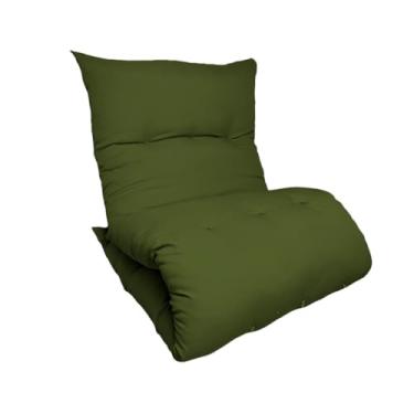 Imagem de Colchonete Futon Colchão Solteiro Dobrável Enrolável Decorativo Almofada (Verde Musgo)