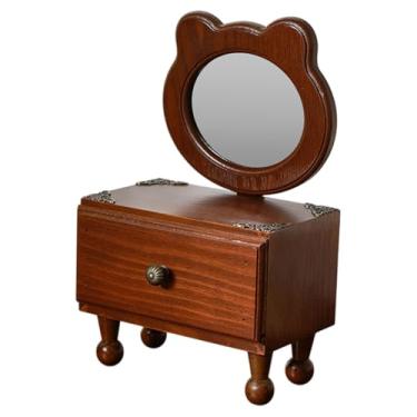 Imagem de WeiLaiKeQi Espelho de mesa espelho de banheiro espelho de barbear pequeno espelho de retro espelho de mesa de madeira para a sala de estar halloween, Panda