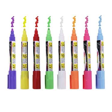 Imagem de Conjunto de marcadores de giz líquido com 8 cores neon ponta reversível apagável a seco canetas marcadoras laváveis para placas de quadro-negro, menu de bistrô, vidro para janela de carro