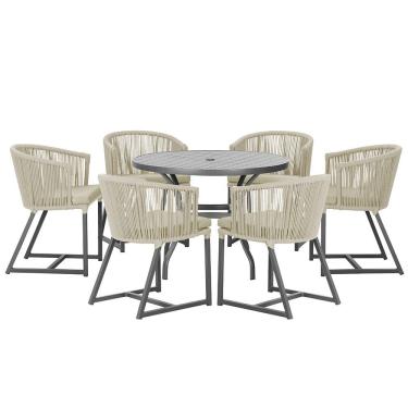 Imagem de Mesa com 6 Cadeiras de Jantar Roma 120cm e Noronha em Alumínio